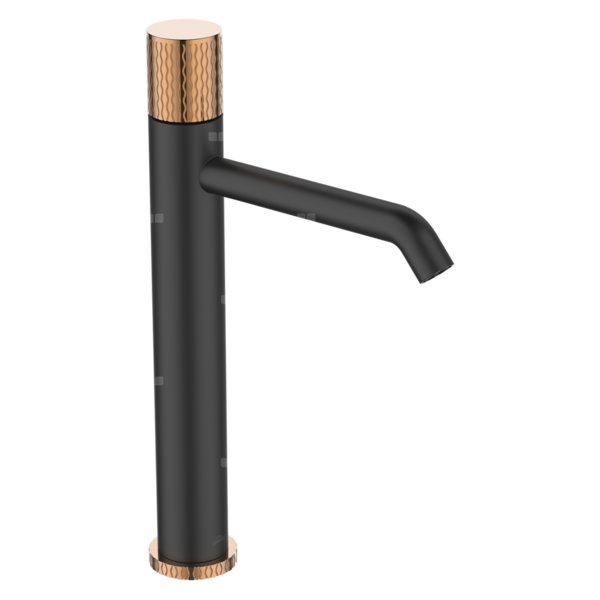 Bateria umywalkowa wysoka Moonlight czarny/rose gold