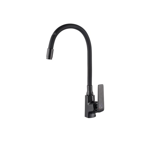 Bateria zlewozmywakowa z elastyczną wylewką i systemem Eco Start Ligaria, czarny