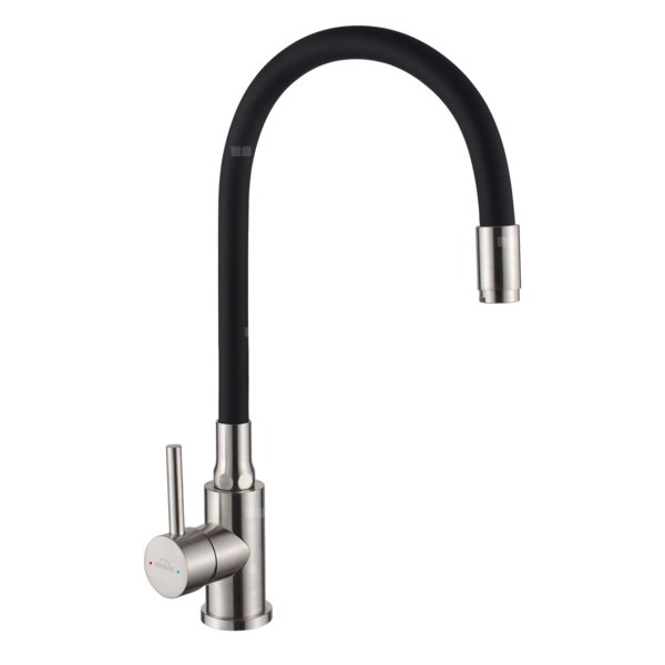 Bateria zlewozmywakowa z elastyczną wylewką Silva, inox/czarna.