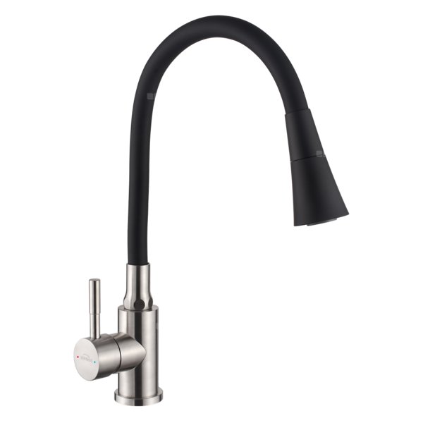 Bateria zlewozmywakowa z 2-funkcyjną, elastyczną wylewką Gabi, inox / czarny