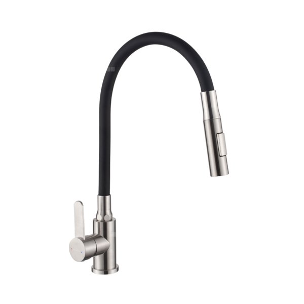 Bateria zlewozmywakowa z 2-funkcyjną, elastyczną wylewką Dalis, inox / czarny