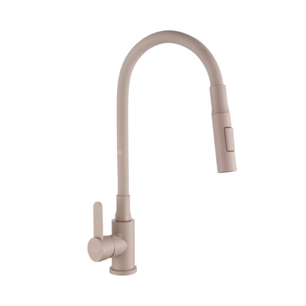 Bateria zlewozmywakowa z 2-funkcyjną, elastyczną wylewką Dalis, beżowy