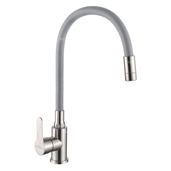 BATERIA ZLEWOZMYW KSANTI INOX Z RUCHOMĄ 2F WYLEWKĄ INOX/SZARA