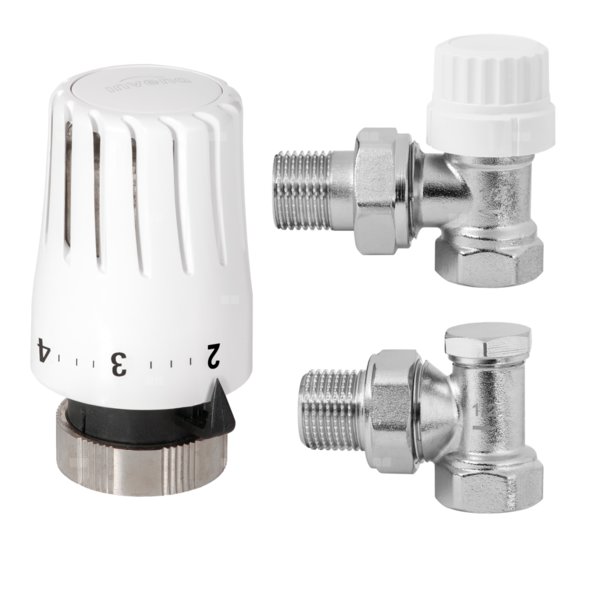 KPL TERMOSTAT.KĄTOWY Z NAST.WSTĘPNĄ GŁOWICA MINI 2 Z BLOKADĄ TEMP.PROV