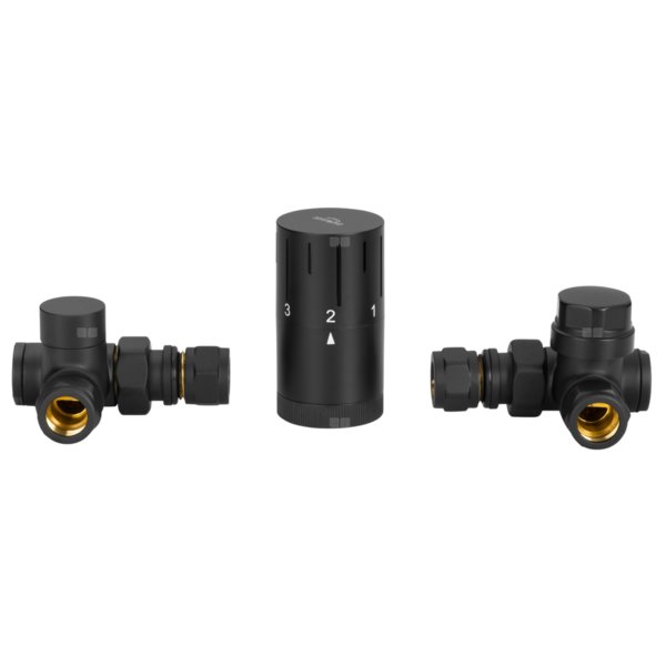 Komplet termostatyczny osiowy czarny z podejściem pod grzałkę INVENA PROV