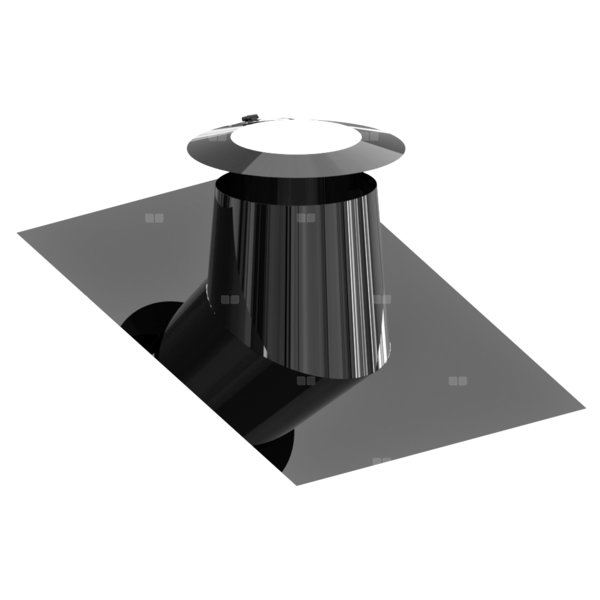 Przejście przez dach 16-25st. stal nierdzewna z kołnierzem RAL9011MB fi200mm