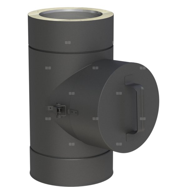 Element rewizyjny fi 200mm z wyjściem okrągłym lakierowany na czarno lakierowany na czarno