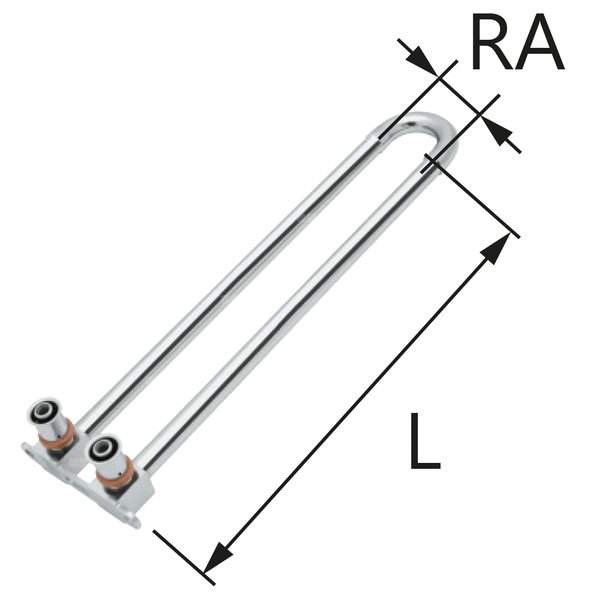 Kolano zespolone mosiężne z rurą Cu FI15 ultraPRESS - 16 L = 200 mm