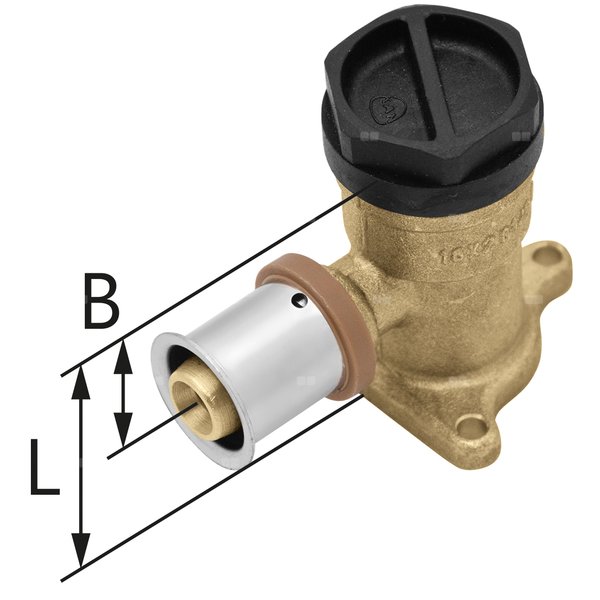 Kolano ścienne mosiężne z uszami GW ultraPRESS - 16 Rp1/2'' L = 41 mm