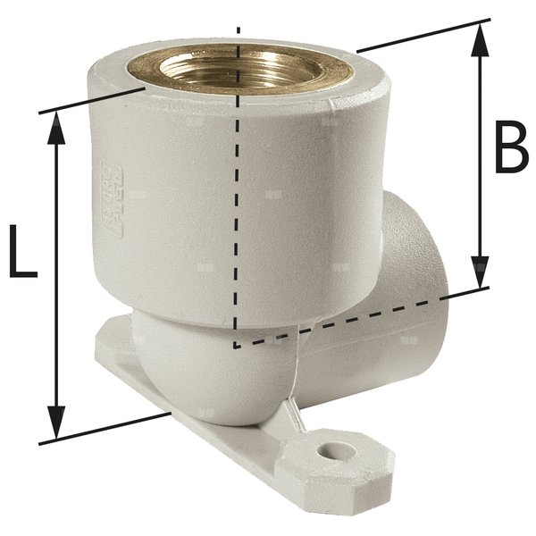 Kolano ścienne z uszami PP-R GW - 20 Rp1/2'' L = 45 mm
