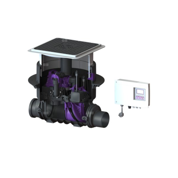 Zawór zwrotny z pompą Pumpfix F Komfort DN125 z czarną pokrywą