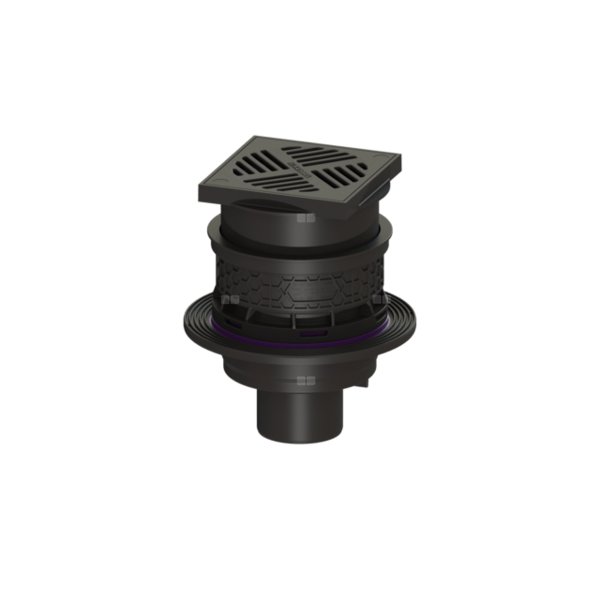 Wpust Universale Plus z el. przeciwzal., syfonem, osadnikiem, ruszt 200x200 z tworzywa
