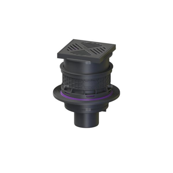 Wpust Universale Plus z syfonem, osadnikiem, ruszt 200x200 z tworzywa