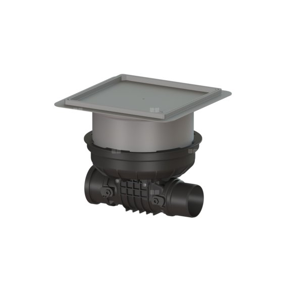 Zawór zwrotny (zasuwa burzowa) Staufix DN 100 z pokrywą pod płytki z 1 klapą z tworzywa i 1 klapą ze stali nierdzewnej