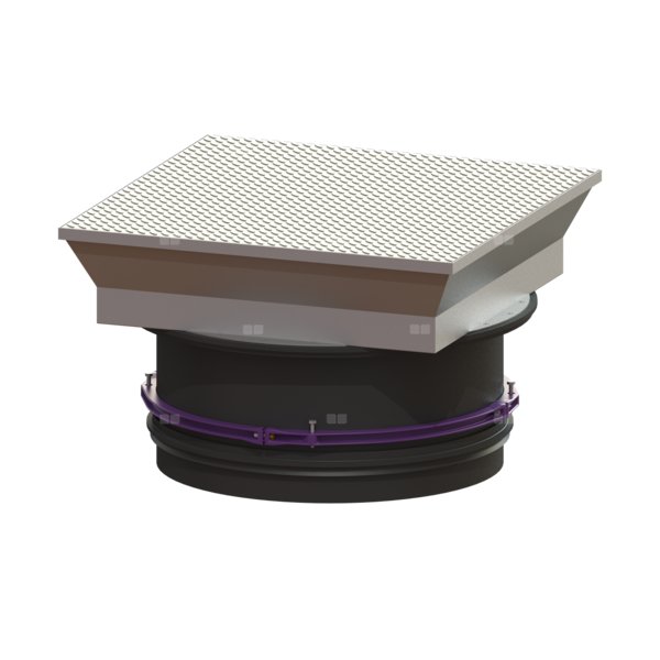 Nasada LW 800 z pokrywa ze stali nierdzewnej kl. B T: 274-523mm bez kołnierza