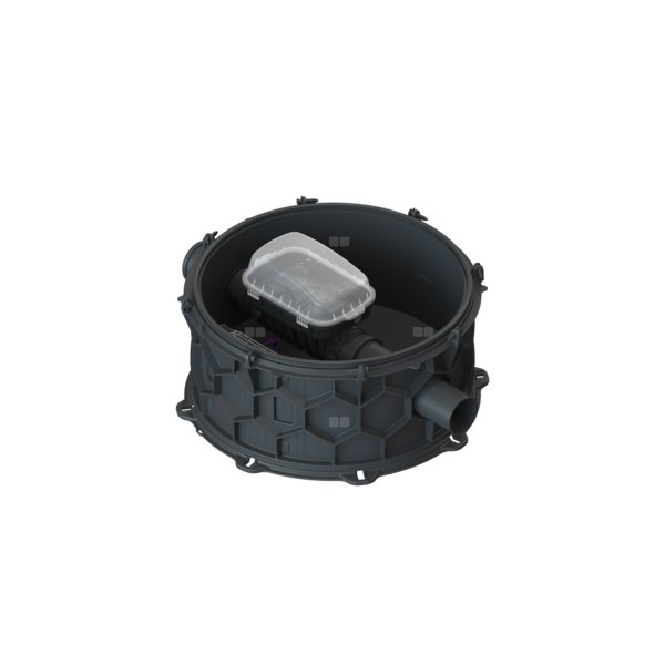 Moduł techniczny studzienki przeciwzalewowej z urządzeniem Controlfix z zamkniętą kinetą przelotową DN150