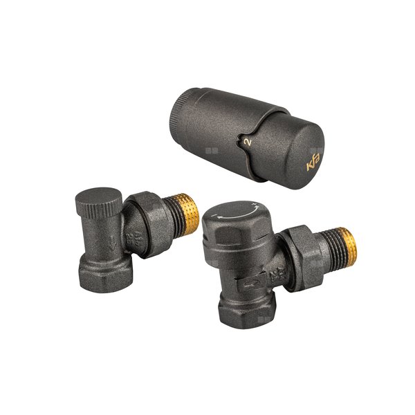 Zestaw termostatyczny grzejnikowy, kątowy KOMFORT PRO, Grafit