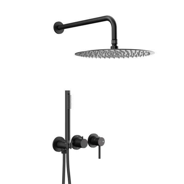 MOZA BLACK zestaw prysznicowy podtynkowy z baterią 3-otworową 2-funkcyjną