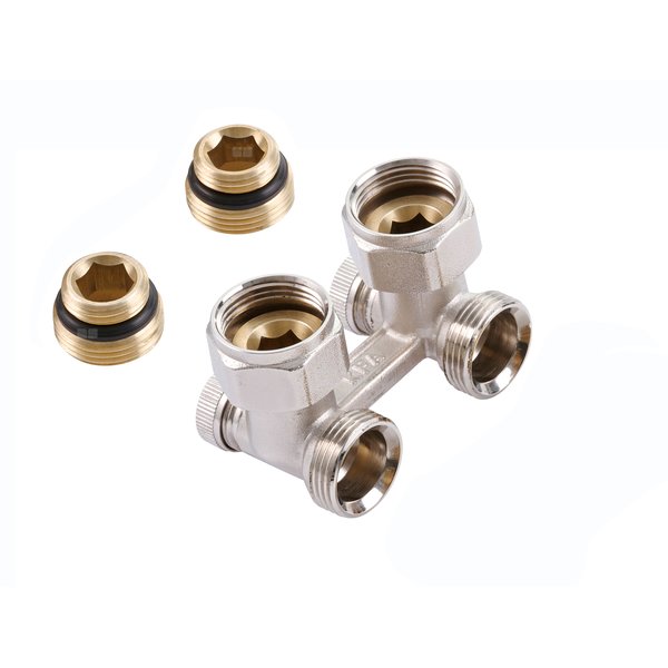 Moduł przyłączeniowy kątowy KFA Armatura mosiądz (niklowanie) 1/2'' x 1/2'' do grzejników