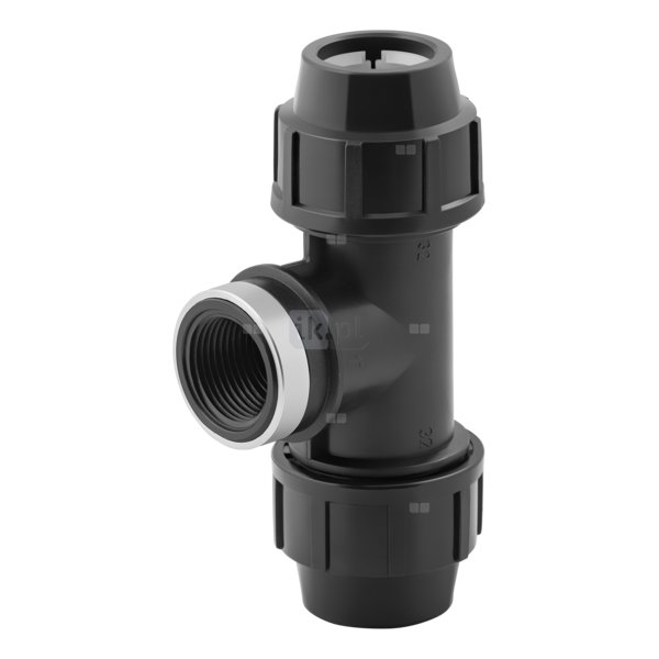 Trójnik skręcany z gwintem wewnętrznym do rur PE PN16 50 mm x 1 1/2