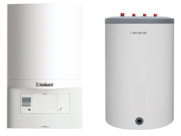Pakiet - Kocioł gazowy jednofunkcyjny VAILLANT ecoTEC pro VC 186/5-3 kondensacyjny wiszący 5.7 - 20 kW + Czujnik c.w.u. + Zasobnik c.w.uLindo 120L