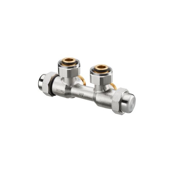 Multilex FQ, podwójne przyłącze grzejnikowe z funkcją automatycznego równoważenia, G 3/4 NZ x G 3/4 GZ, kątowe, prawostronne