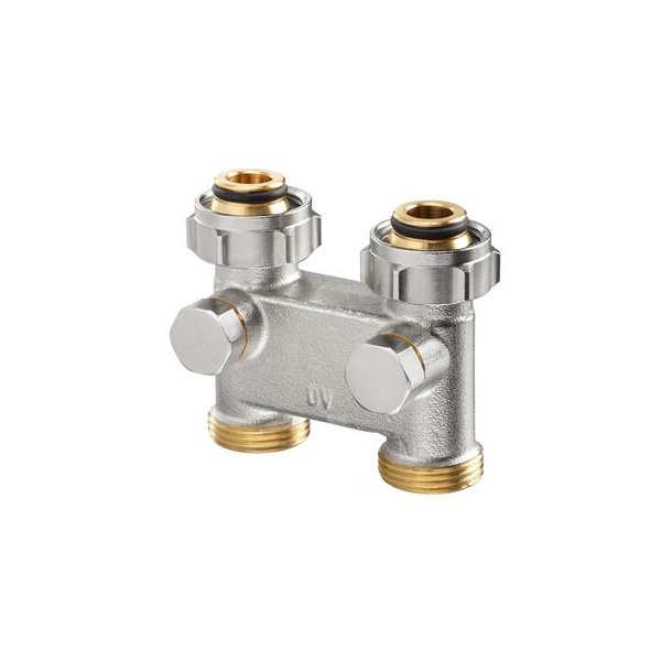 Złącze krzyżowe z odcięciem, proste, 50 mm, 3/4NZx3/4GZ, niklowane