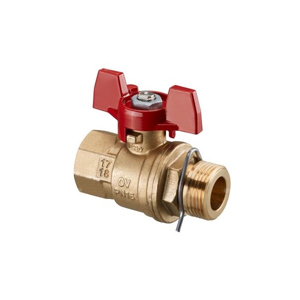 Zawór kulowy 3/4 GZ x 3/4 GW z czerwonym uchwytem, do zespołów zaworowych węzłów Regudis