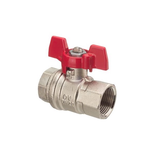 Optibal, zawór kulowy, DN 25, 1 GW, z mosiądzu, pokrętło motylkowe