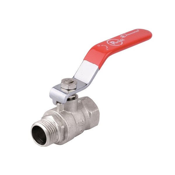 Zawór kulowy PERFEXIM PHA-003 mosiądz niklowany, PN30 1'' GZ x GW, uchwyt: dźwignia (czerwona)