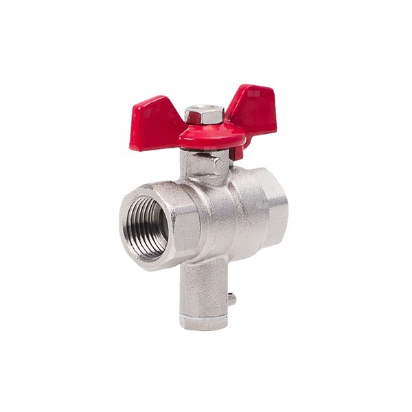 Zawór kulowy PERFEXIM PHA-002C mosiądz niklowany, PN30 1/2'' GW z przyłączem m10x1, uchwyt: motylek