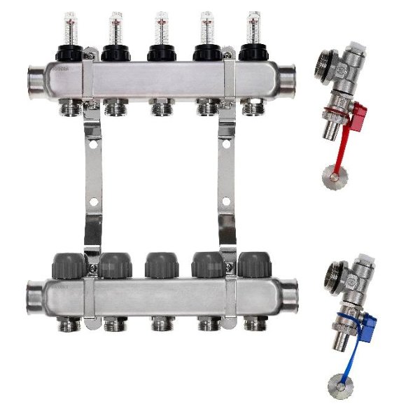 Rozdzielacz INOX do OP z przepływ. - QIK Optimo ECO III - 10 sekcji