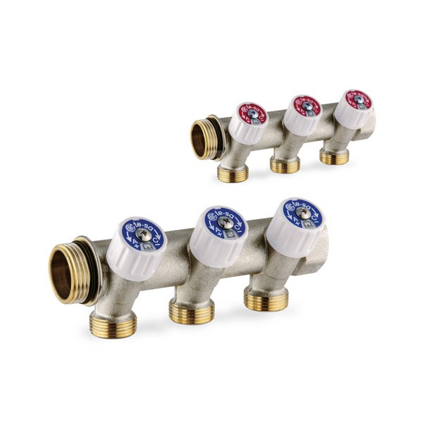 Rozdzielacz QIK do wody użytkowej, zasil. 3/4" GW/GZ - 2 obw. 3/4"E