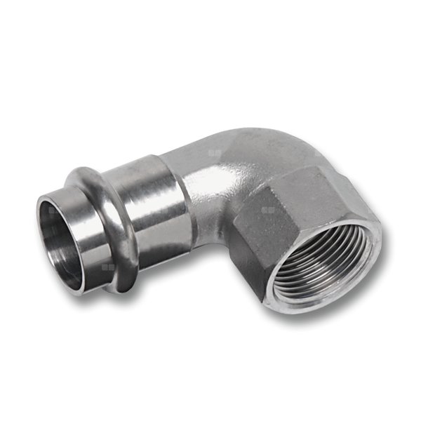 Kolano 90' SANHA NiroSan Press, stal nierdzewna, 15 mm x 1/2'' (zw x GW)