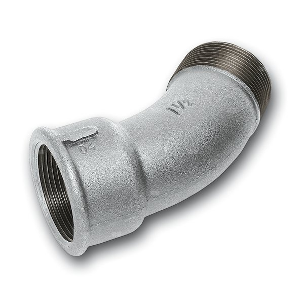 Łuk 45' SANHA 40#, żeliwo (cynk/nikiel) (ocynk), 1 1/2'' (GW x GZ)