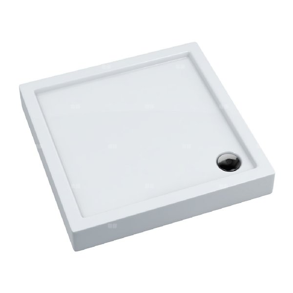 Brodzik akrylowy zintegrowany z nośnikiem Stabilsound Plus® oraz obudową akrylową przeciągniętą do podłogi Competia 100x100x14 cm, kwadratowy