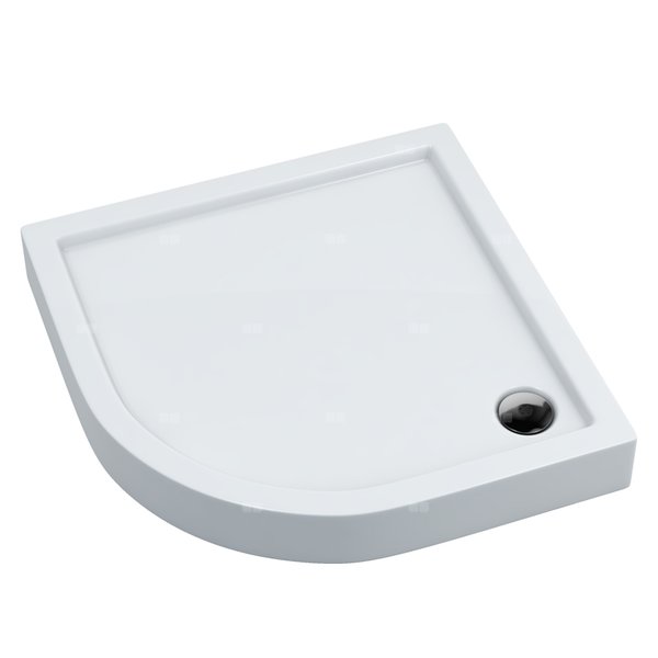 Brodzik akrylowy zintegrowany z nośnikiem Stabilsound Plus® oraz obudową akrylową przeciągniętą do podłogi Competia 100x100x14 cm R55, półokrągły