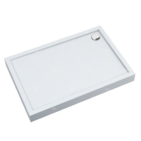 Brodzik akrylowy zintegrowany z nośnikiem Stabilsound Plus® oraz obudową akrylową przeciągniętą do podłogi Competia New 90x120x12 cm, prostokątny z odpływem w narożniku