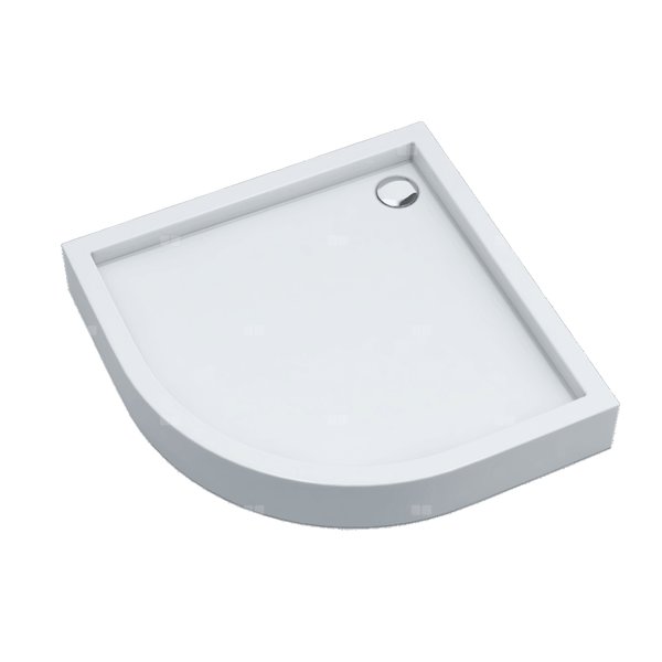 Brodzik akrylowy zintegrowany z nośnikiem Stabilsound Plus® oraz obudową akrylową przeciągniętą do podłogi Medium 80x80x16 cm R55, półokrągły