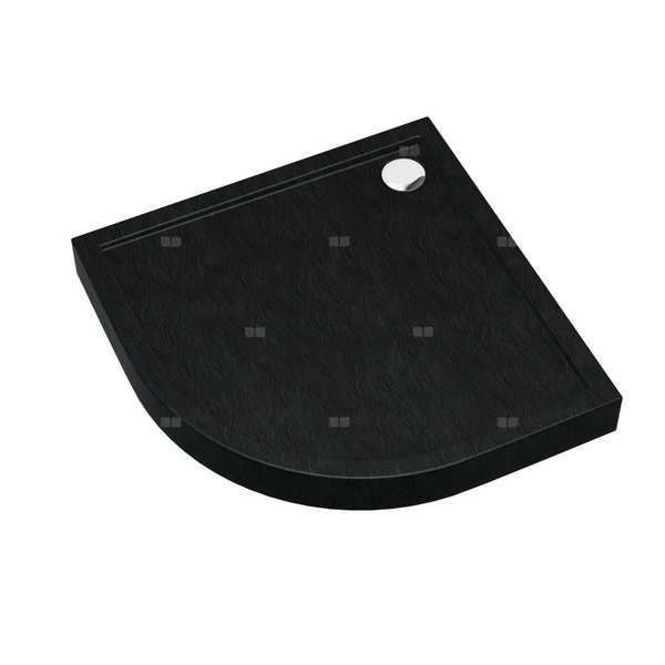 Brodzik akrylowy zintegrowany z nośnikiem Stabilsound Plus® oraz obudową akrylową przeciągniętą do podłogi Competia New Black Stone 90x90x12 cm R55, półokrągły