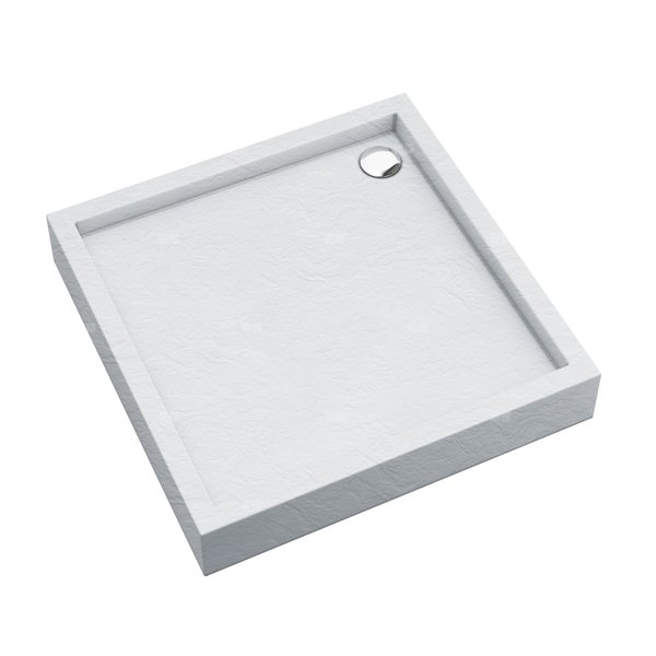 Brodzik akrylowy zintegrowany z nośnikiem Stabilsound Plus® oraz obudową akrylową przeciągniętą do podłogi Medium White Stone 90x90x16 cm, kwadratowy