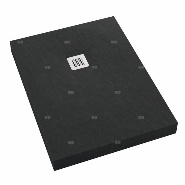 Brodzik akrylowy zintegrowany z nośnikiem Stabilsound Plus® oraz obudową akrylową przeciągniętą do podłogi New Horizons Black Stone 100x140x12cm, prostokątny