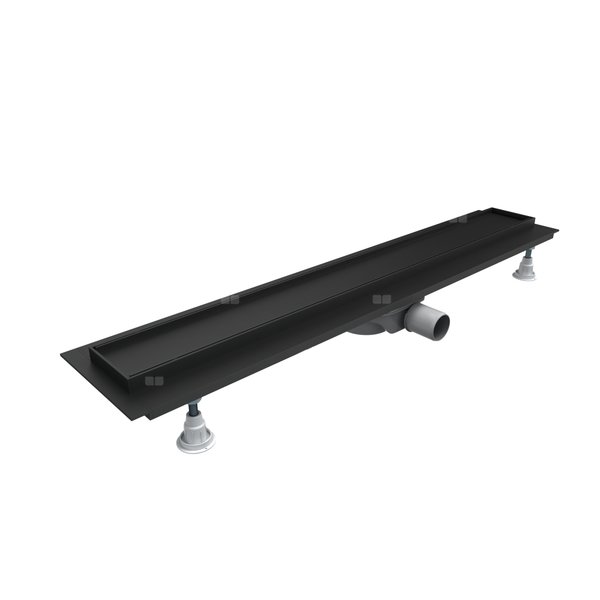 Odpływ liniowy Base-Low Black 90x8x7 cm z maskownicą Black Plate