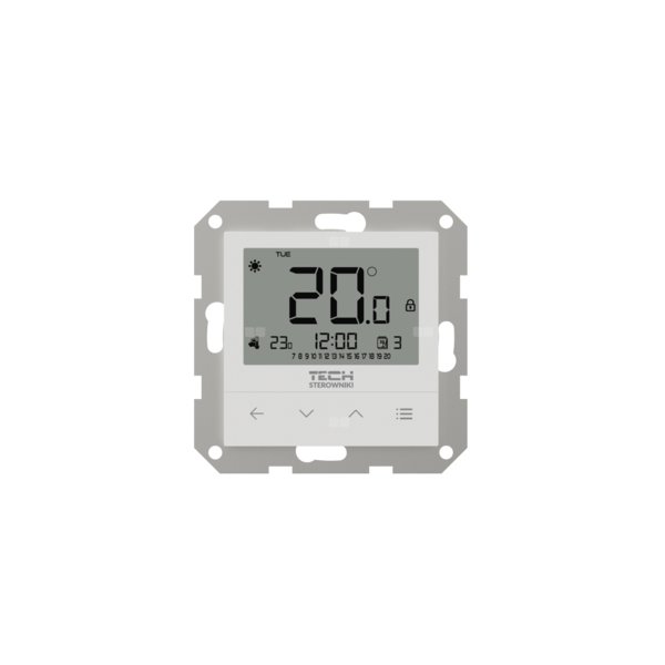 PRZEWODOWY Regulator pokojowy DWUSTANOWY TYGODNIOWY DO SYSTEMÓW RAMKOWYCH biały, model F-4z v1