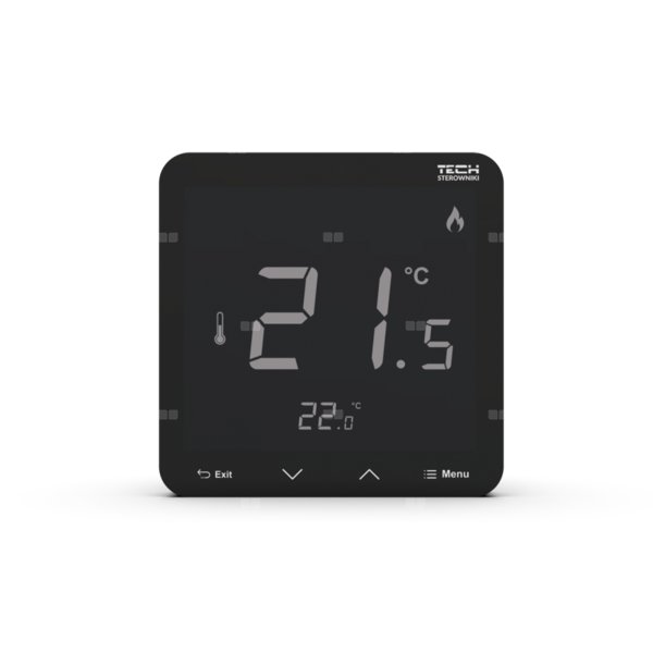 Bezprzewodowy regulator pokojowy bateryjny dopuszkowy czarny, model R-8pb PLUS