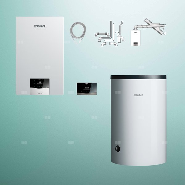 Pakiet - Kocioł gazowy jednofunkcyjny VAILLANT ecoTEC plus VC 15CS/1-5 kondensacyjny wiszący 2.8 - 16.4 kW+ Zestaw powietrzno-spalinowy + RegulatorsensoCOMFORT 720 + Zasobnik c.w.uVIH R 200/6 B