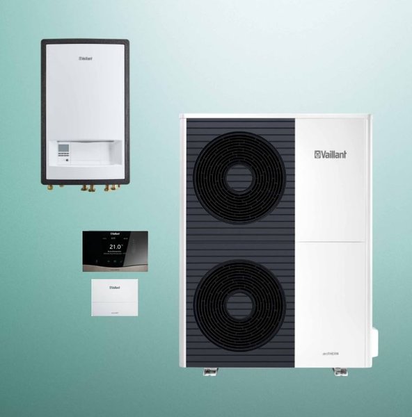 Pakiet Systemowy OZE - Pompa ciepła powietrze-woda split VAILLANT VWL 105/5AS aroTHERM 10.2 kW 400 V + Moduł naścienny VWL 127/5IS + Regulator sensoCOMFORT VRC 720 + Moduł komunikacji internetowej VR 940f