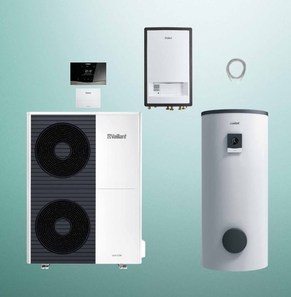 Pakiet Systemowy OZE - Pompa ciepła powietrze-woda split VAILLANT VWL 105/5AS aroTHERM 10.2 kW 400 V + Moduł naścienny VWL 127/5IS + Zasobnik c.w.u. VIH RW 300/3BR + Regulator sensoCOMFORT VRC 720 + Moduł komunikacji internetowej VR 940f