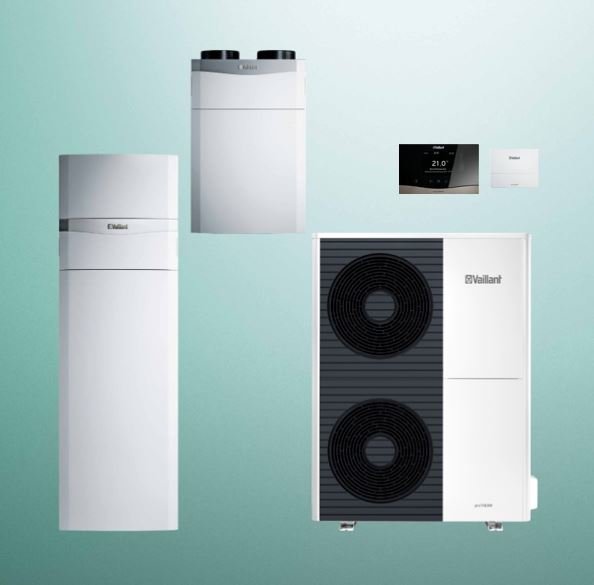 Pakiet Systemowy OZE - Pompa ciepła powietrze-woda split VAILLANT VWL 105/5AS aroTHERM 10.2 kW 400 V + Centrala grzewcza uniTOWER VWL 128/5IS + Regulator sensoCOMFORT VRC 720 + Rekuperator entalpiczny VAR 360/4E + Moduł komunikacji internetowej VR 940f