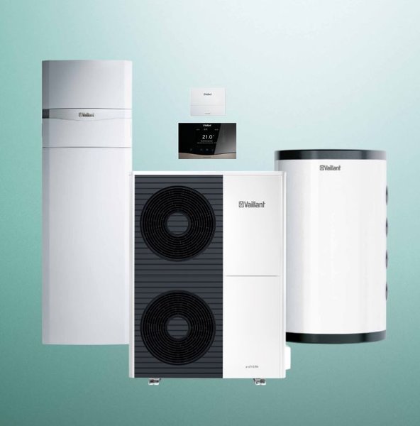 Pakiet Systemowy OZE - Pompa ciepła powietrze-woda split VAILLANT VWL 105/5AS aroTHERM 10.2 kW 400 V + Centrala grzewcza uniTOWER VWL 128/5IS + Zasobnik buforowy VP RW 100 + Regulator sensoCOMFORT VRC 720 + Moduł komunikacji internetowej VR 940f
